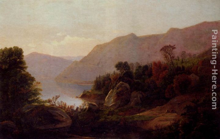 William Trost Richards A Mountainous Lake Landscape
